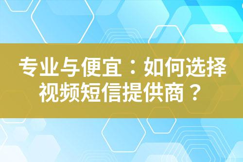 專業與便宜：如何選擇視頻短信提供商？