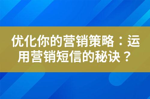 優(yōu)化你的營(yíng)銷策略：運(yùn)用營(yíng)銷短信的秘訣？