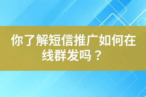 你了解短信推廣如何在線群發(fā)嗎？