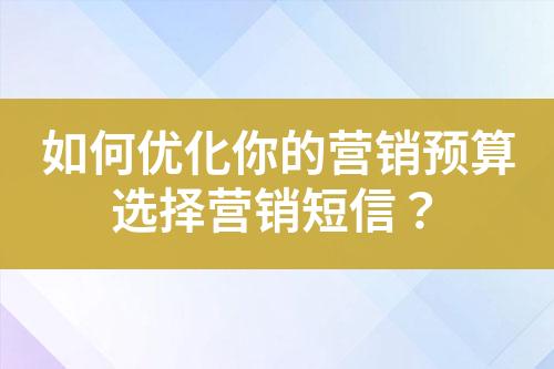 如何優(yōu)化你的營銷預算選擇營銷短信？