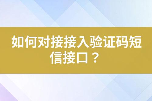 如何對接接入驗證碼短信接口？