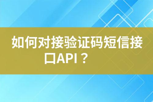 如何對(duì)接驗(yàn)證碼短信接口API？