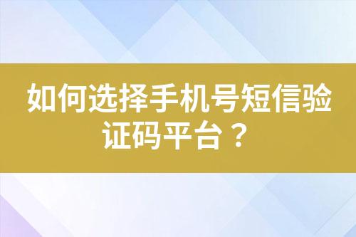 如何選擇手機號短信驗證碼平臺？