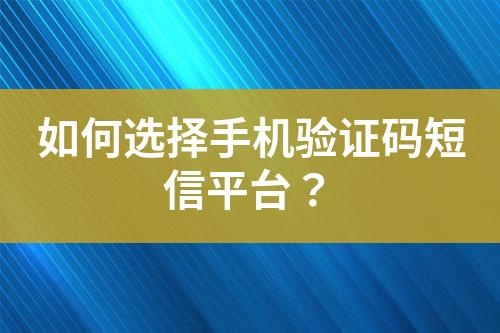 如何選擇手機驗證碼短信平臺？