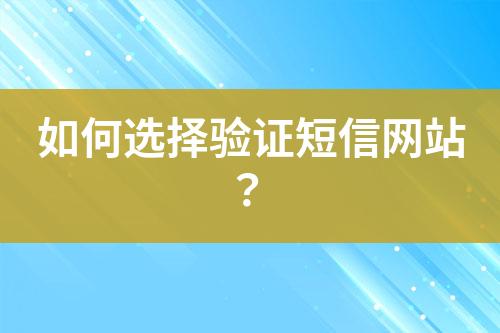 如何選擇驗(yàn)證短信網(wǎng)站？
