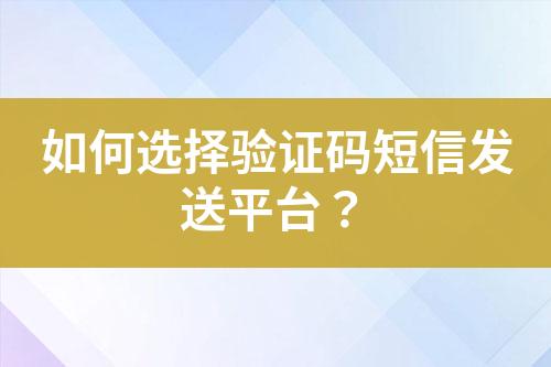 如何選擇驗證碼短信發送平臺？