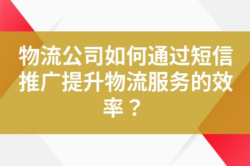 物流公司如何通過短信推廣提升物流服務的效率？