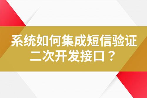 系統(tǒng)如何集成短信驗證二次開發(fā)接口？