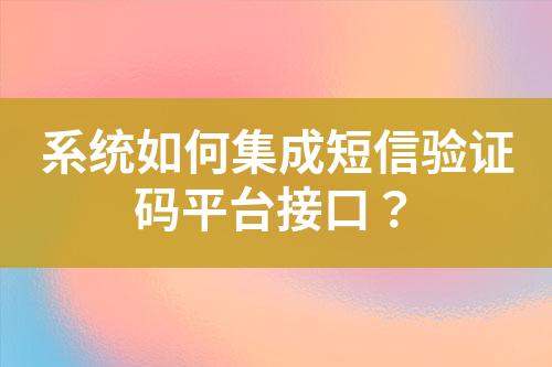 系統如何集成短信驗證碼平臺接口？
