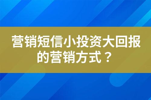 營(yíng)銷(xiāo)短信小投資大回報(bào)的營(yíng)銷(xiāo)方式？