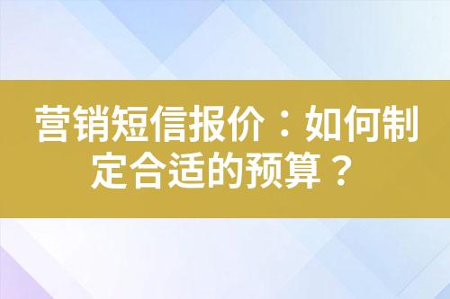 營銷短信報價：如何制定合適的預(yù)算？
