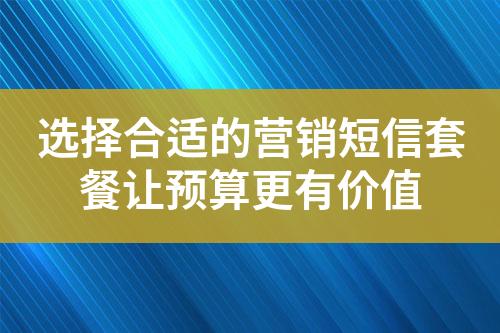選擇合適的營銷短信套餐讓預(yù)算更有價值